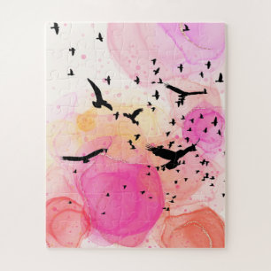 Abstract colorful birds pattern jigsaw puzzle