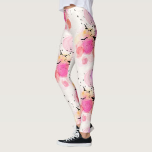 Abstract colorful birds pattern leggings