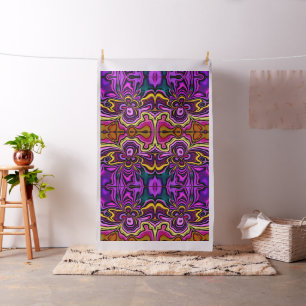 Abstract Colorful Bold Purple Gold Fabric