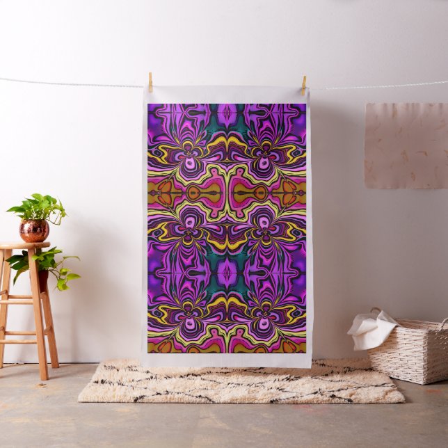 Abstract Colorful Bold Purple Gold Fabric (In Situ)