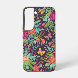 Abstract Colorful Botanical Roses Butterflies Sams Samsung Galaxy Case