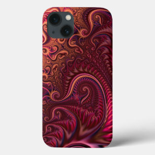 Abstract Colorful Burgundy Carmine Spiral Pattern iPhone 13 Case