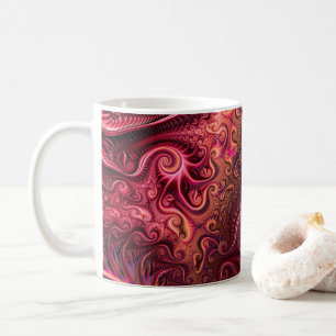 Abstract Colorful Burgundy Carmine Spiral Pattern Coffee Mug