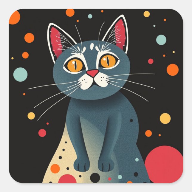 Abstract Colorful Cat Stickers (Front)