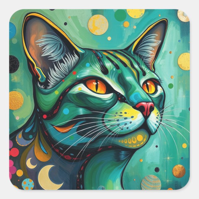 Abstract Colorful Cat Stickers (Front)