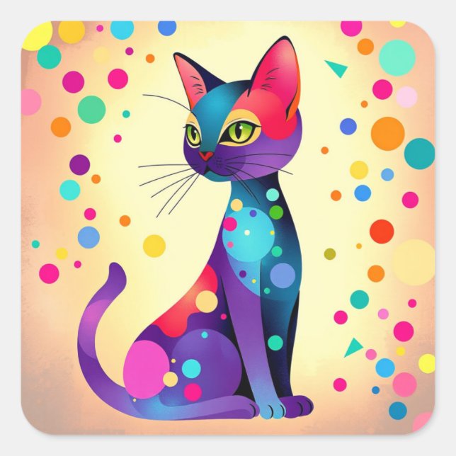Abstract Colorful Cat Stickers (Front)