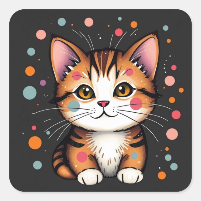Abstract Colorful Cat Stickers (Front)