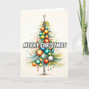 Abstract Colorful Decorative Christmas Tree Holiday Card