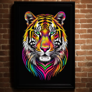 Abstract Colorful Drawing of A Tiger  2:3 Poster