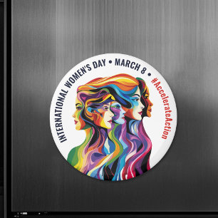 Abstract Colorful Faces Women's Day   IWD Magnet