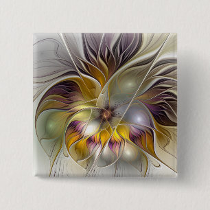 Abstract Colorful Fantasy Flower Modern Fractal 15 Cm Square Badge
