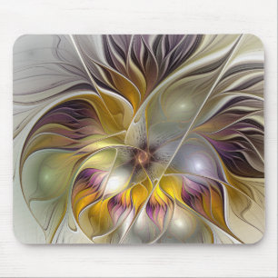 Abstract Colorful Fantasy Flower Modern Fractal Mouse Pad