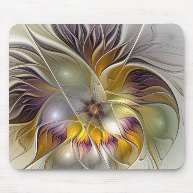 Abstract Colorful Fantasy Flower Modern Fractal Mouse Pad (Front)