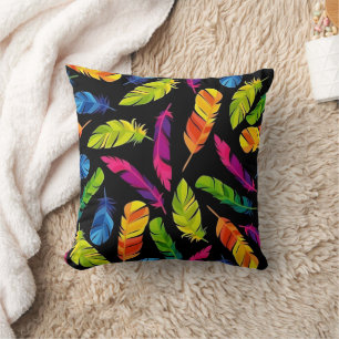 Abstract colorful feather explosion cushion