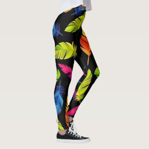 Abstract colorful feather explosion leggings