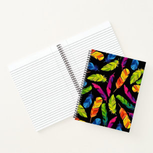 Abstract colorful feather explosion notebook