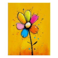 abstract, colorful flower in pop art cartoon style