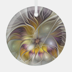 Abstract Colorful Flower Modern Fractal Circle Glass Tree Decoration