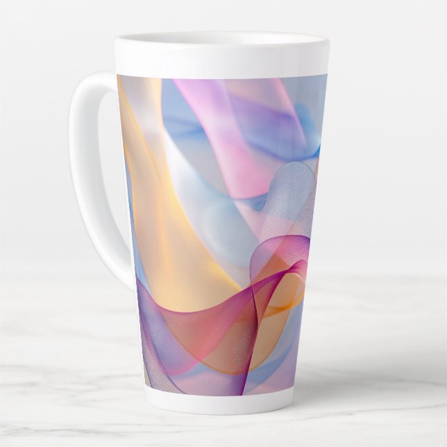 Abstract Colorful Flowing Ribbons Latte Mug (Left Angle)