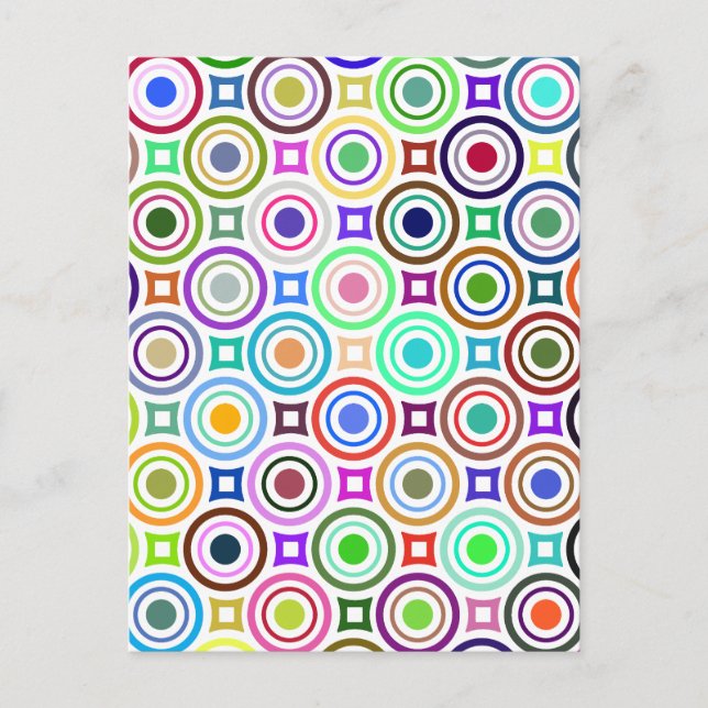 Abstract Colorful Geometric Circles Holiday Postcard (Front)