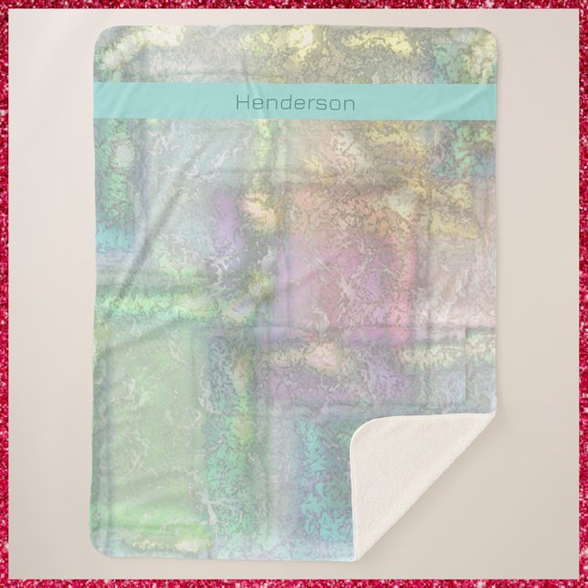 Abstract Colorful Green Pastel Textured Pattern  Sherpa Blanket (Creator Uploaded)