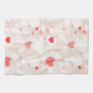 Abstract Colorful Hearts Pattern Kitchen Towel