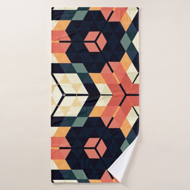 Abstract colorful hexagon square geometric seamles bath towel (Bath Towel)