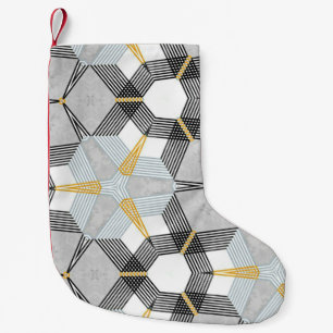 Abstract colorful hexagon square geometric seamles small christmas stocking