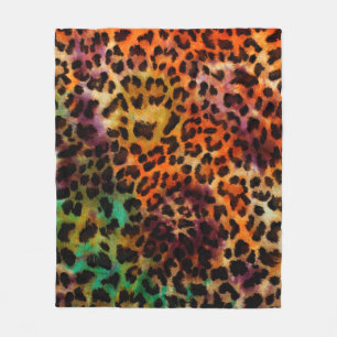 abstract colorful leopard texture pattern fleece blanket
