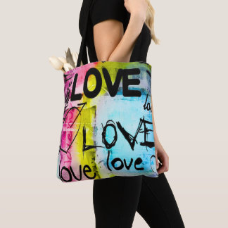 Abstract Colorful Modern Graffiti Love Tote Bag