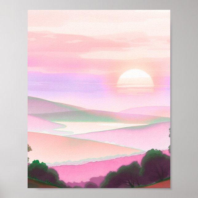 Abstract Colorful Mountain Landscape Illustration  Poster (Front)