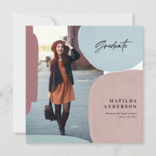 Abstract colorful multi photo graduation party announcement