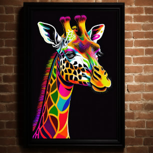 Abstract Colorful Painting of a Giraffe 2:3 Poster