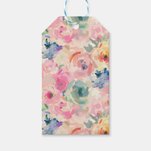 Abstract Colorful Pastel Flowers Floral Pattern Gift Tags