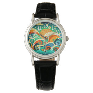 Abstract Colorful Retro 70s Hippie Waves Artwork   Watch