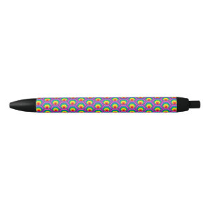 Abstract colorful shapes black ink pen