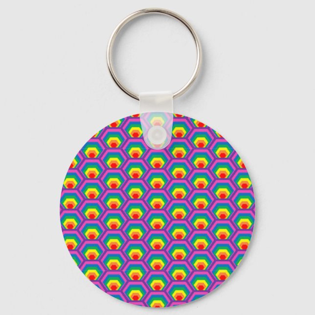 Abstract colorful shapes key ring (Front)