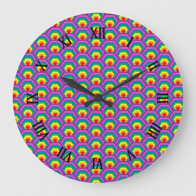 Abstract colorful shapes large clock (Front)