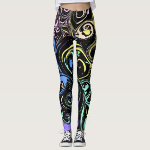 Abstract colorful swirls leggings