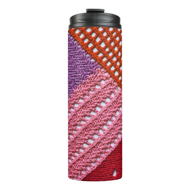 Abstract colorful texture knitted by spokes.Knitte Thermal Tumbler (Front)
