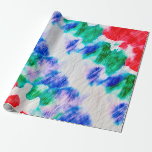Abstract colorful tie dye pattern on a crumpled wh wrapping paper
