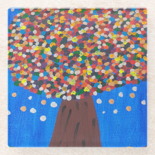 Abstract Colorful Tree Glass Coaster