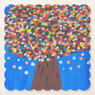 Abstract Colorful Tree Paper Coaster