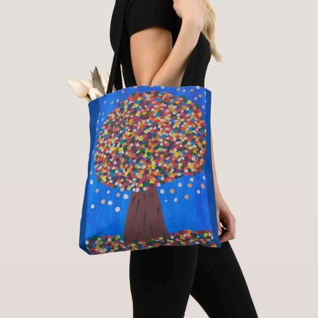Abstract Colorful Tree Tote Bag (Close Up)