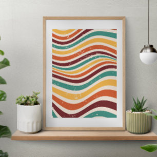 Abstract colorful wavy stripes poster