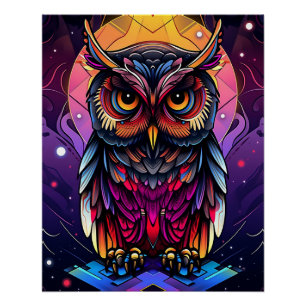 Abstract colorfull owl poster