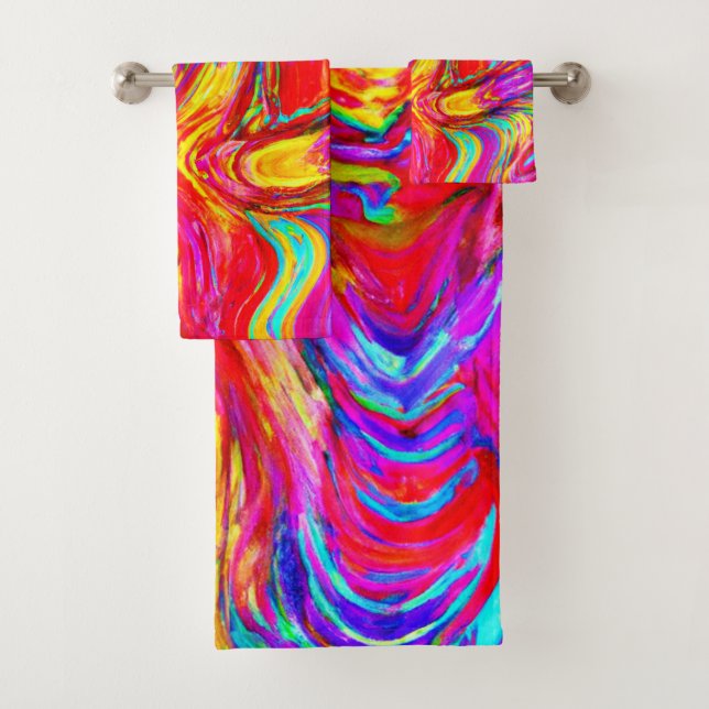 Abstract Colour Blast Pattern Bath Towel Set (Insitu)