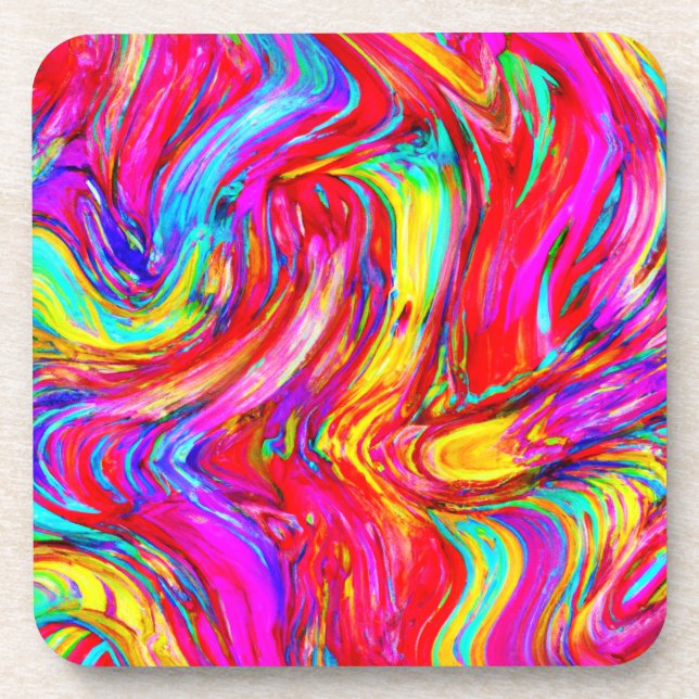 Abstract Colour Blast Pattern Coaster (Front)