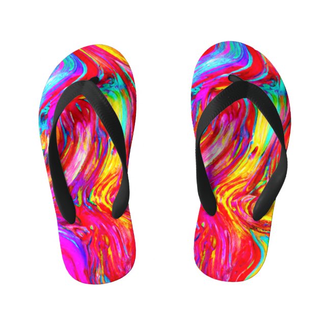 Abstract Colour Blast Pattern Kid's Jandals (Footbed)
