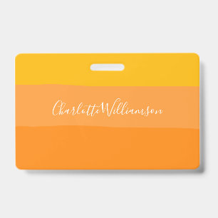 Abstract Colour Block Stripes Orange Personalised  ID Badge